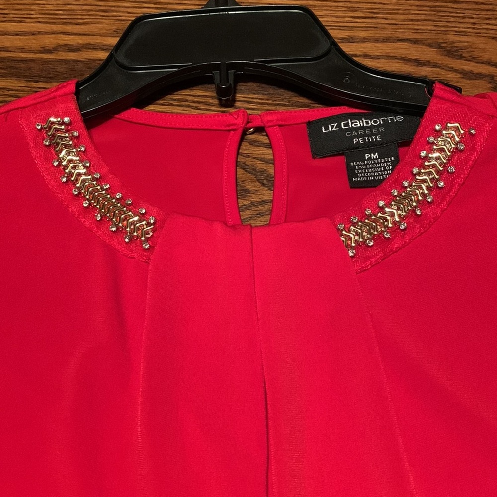 Liz Claiborne bright red blouse. Size Petite Medium.